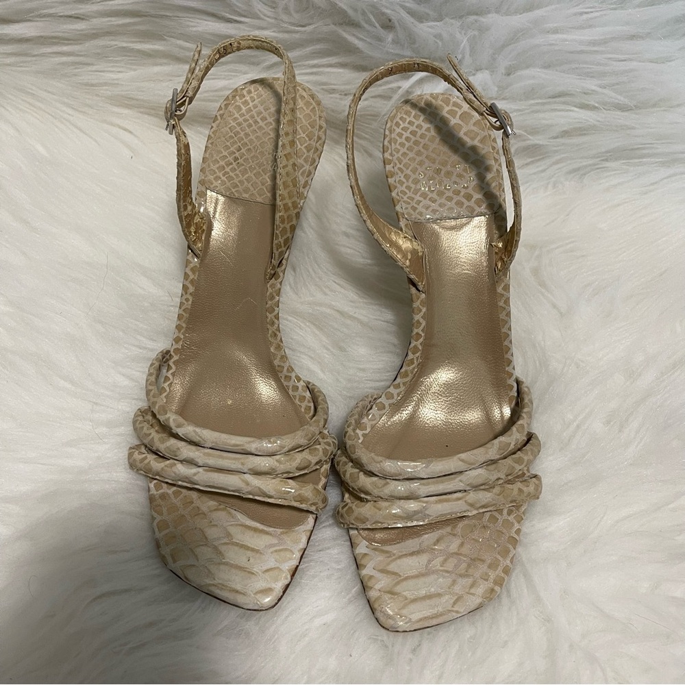 Stuart Weitzman Cream Snakeskin Heels